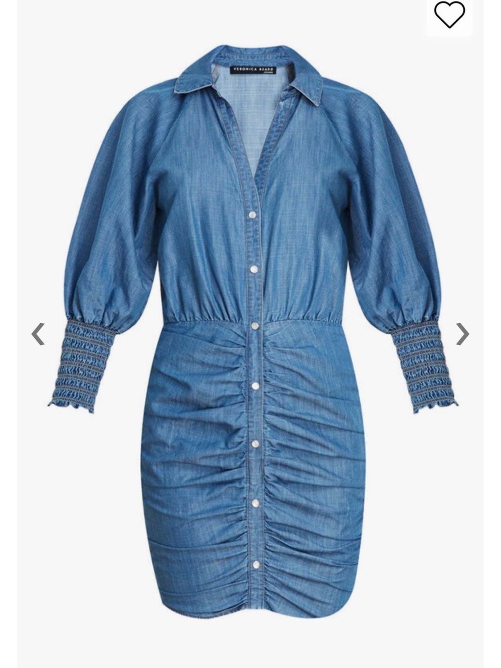 Veronica Beard Vale Blue Allie Chambray Button-Front Denim Dress